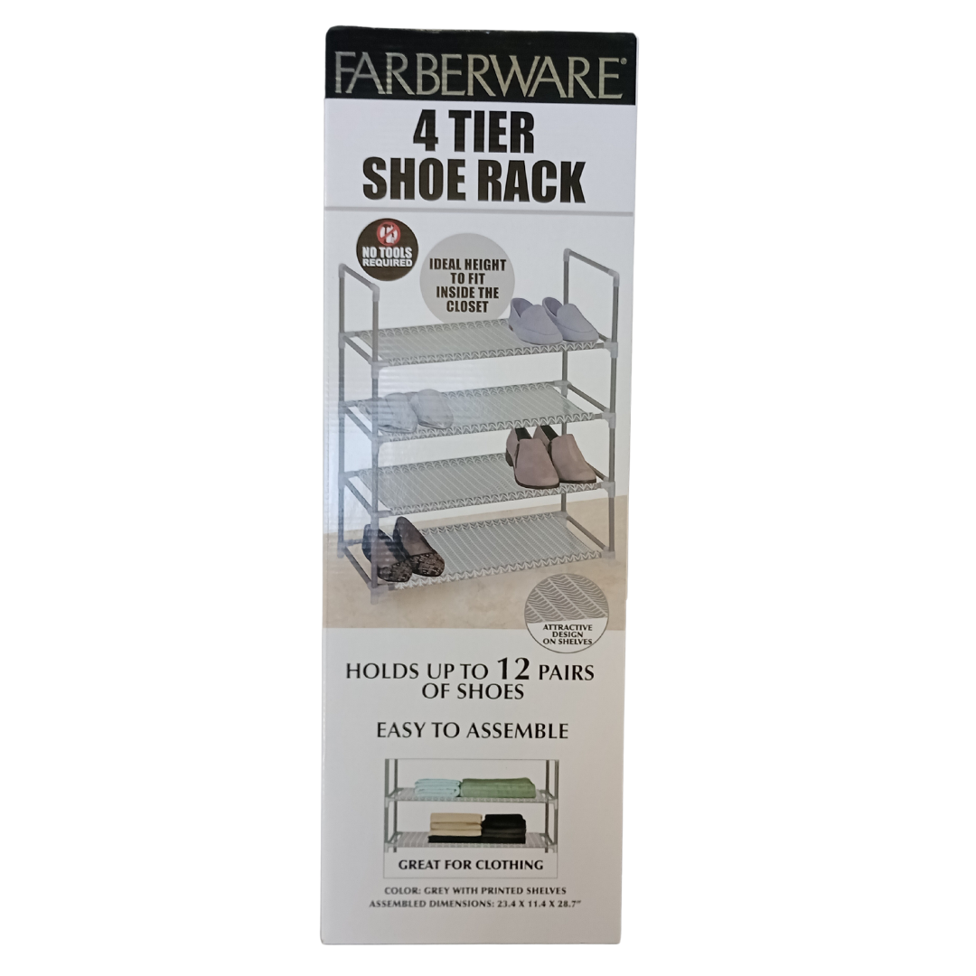 HOT Boot Rack Farberware Tier Metal Shoe Rack 4-Tier Shoe