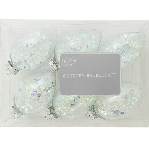 6-Pack Iridescent Oval Baubles - MrPRICE.online