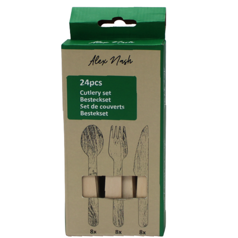 24 - Pieces Wood Cutlery Party Set - MrPRICE.online