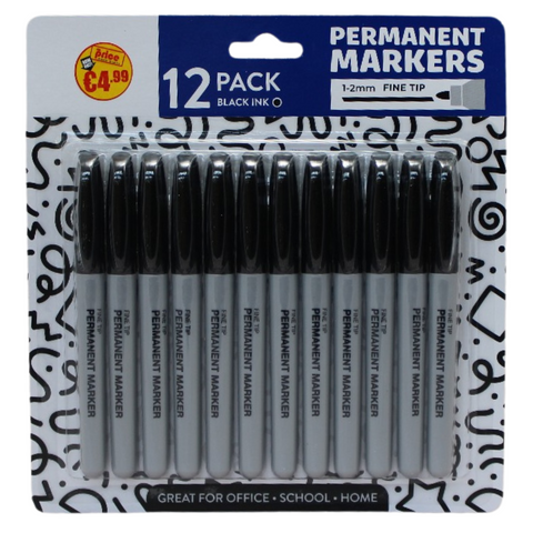 12-Pack Black Permanent Markers - MrPRICE.online