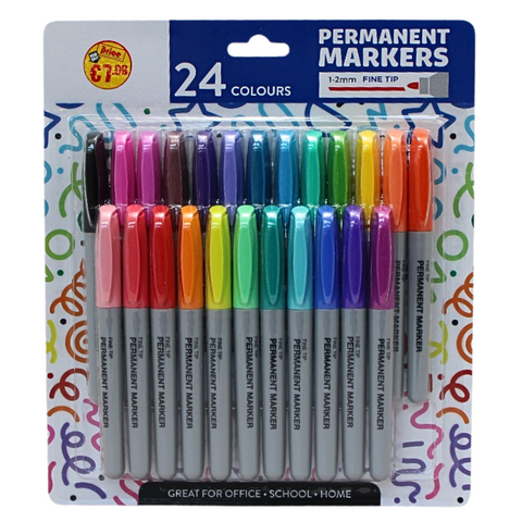 24-Pack Colour Permanent Markers - MrPRICE.online