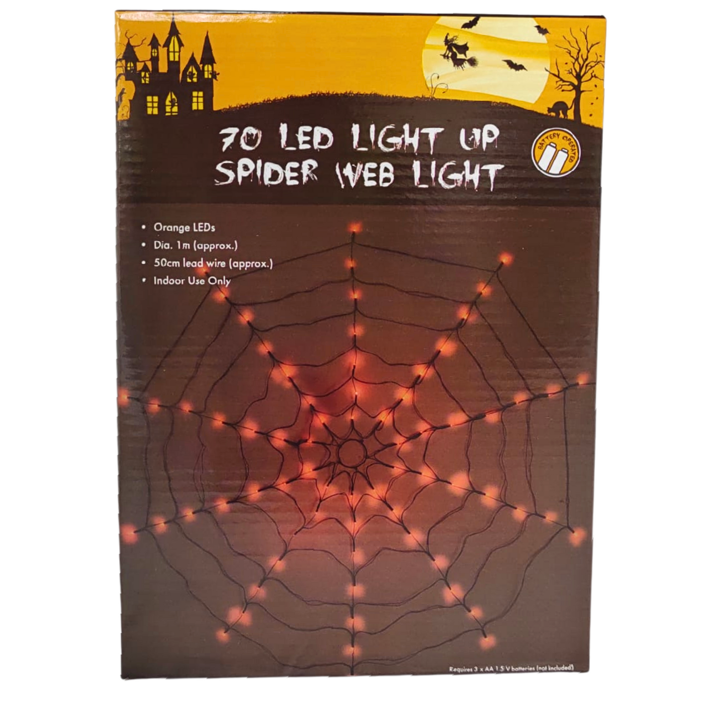 Led Rope Spider Web LED Spider Web – 1m Halloween Decoration with 70 Lights – MrPRICE.online