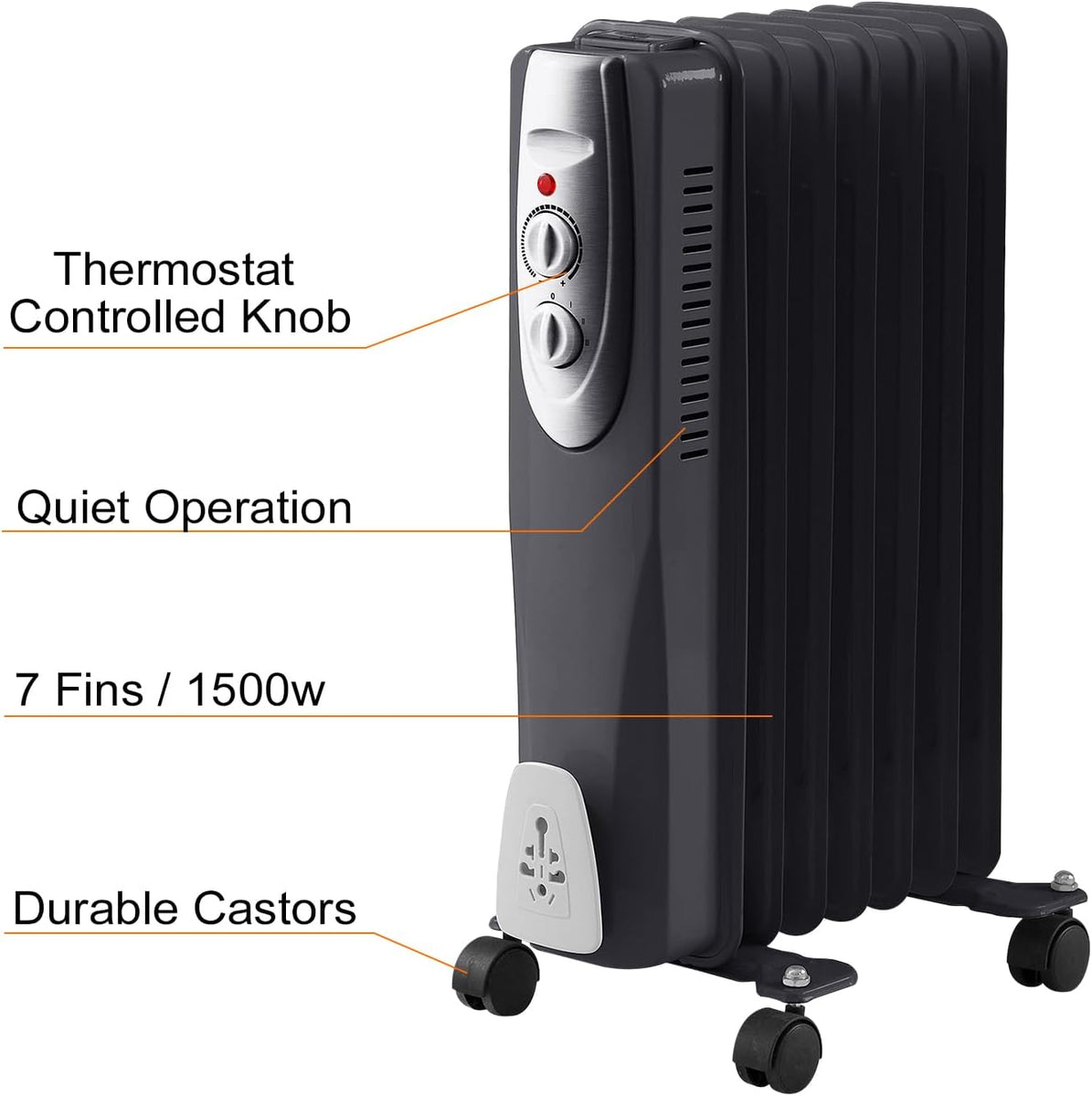 7-Fin Oil Filled Radiator - 1500 Watts – MrPRICE.online