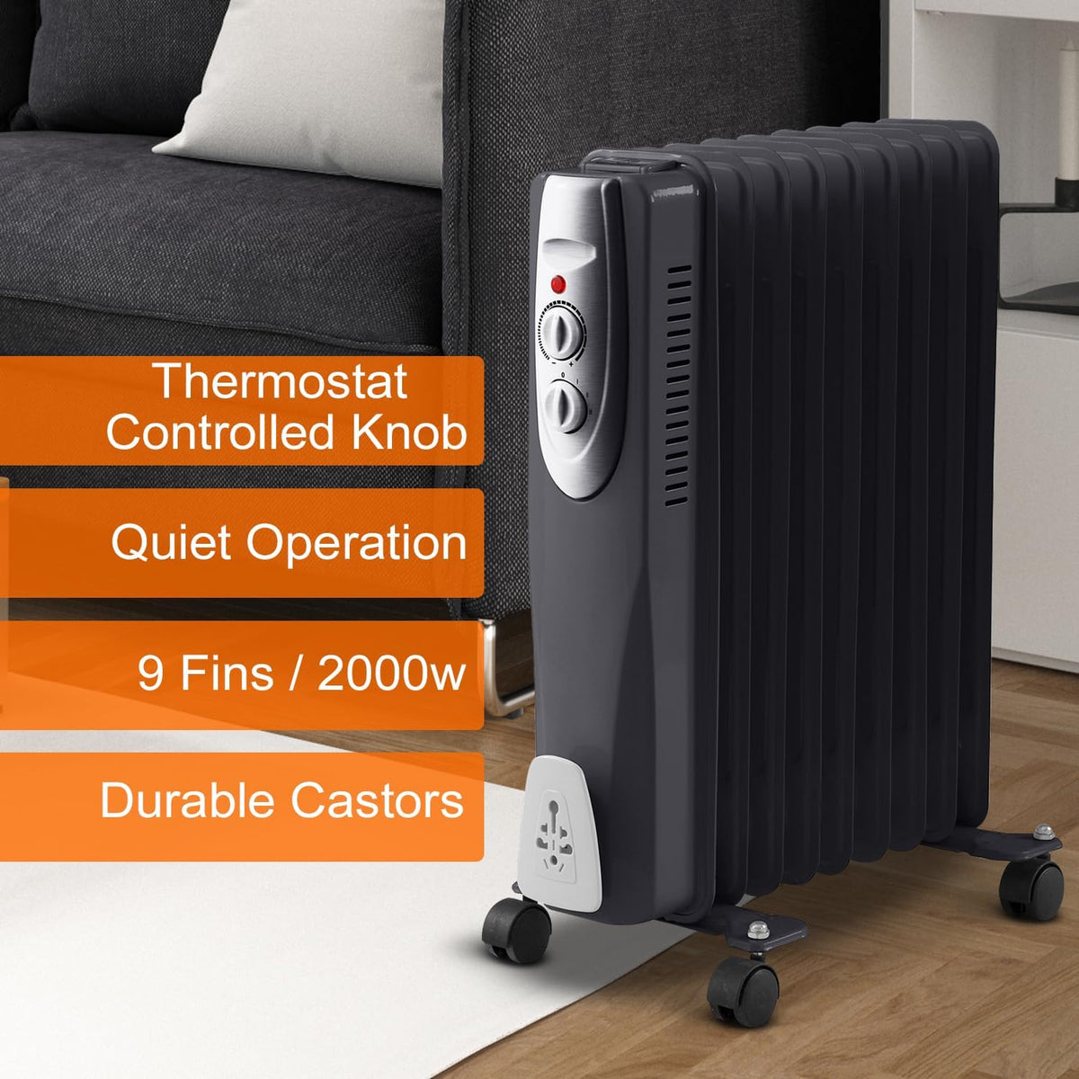 9-Fin Oil Filled Radiator - 2000 Watts – MrPRICE.online