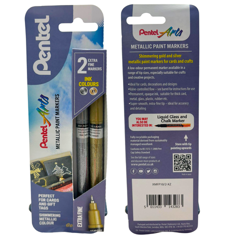2-Pack Pentel Extra Fine Tip Markers Set - Gold & Silver Metallic - MrPRICE.online