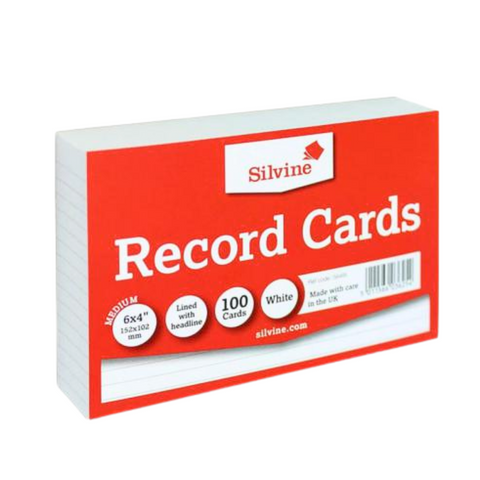 100-Pack 6"x4" White Ruled Record Cards - MrPRICE.online