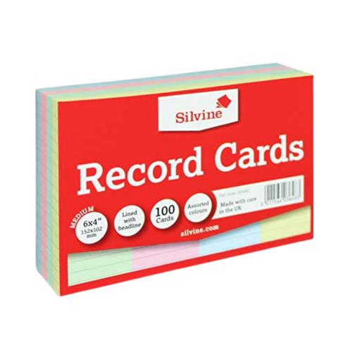 100-Pack 6"x4" Ruled Colour Record Cards - MrPRICE.online