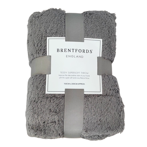 150x200cm Teddy Fleece Throw – Charcoal - MrPRICE.online