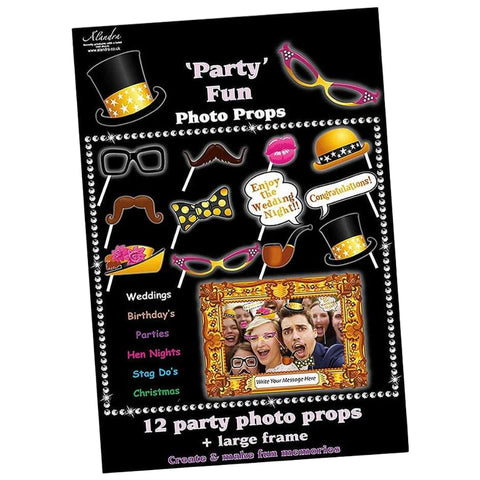 12 Party Photo Props with Selfie Frame - MrPRICE.online