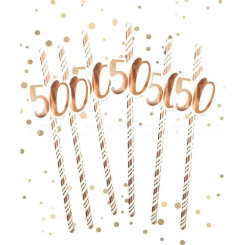 50th Rose Gold Birthday Straws - Pack of 6 - MrPRICE.online