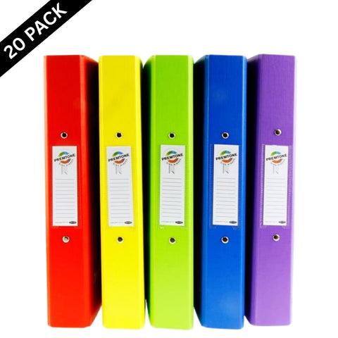 Premtone A4 Ring Binders - Bold Colours - Box of 20 - MrPRICE.online