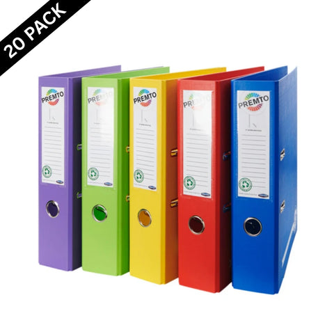 Premtone A4 Lever Arch Files – Assorted Bold Colours - Box of 20 - MrPRICE.online