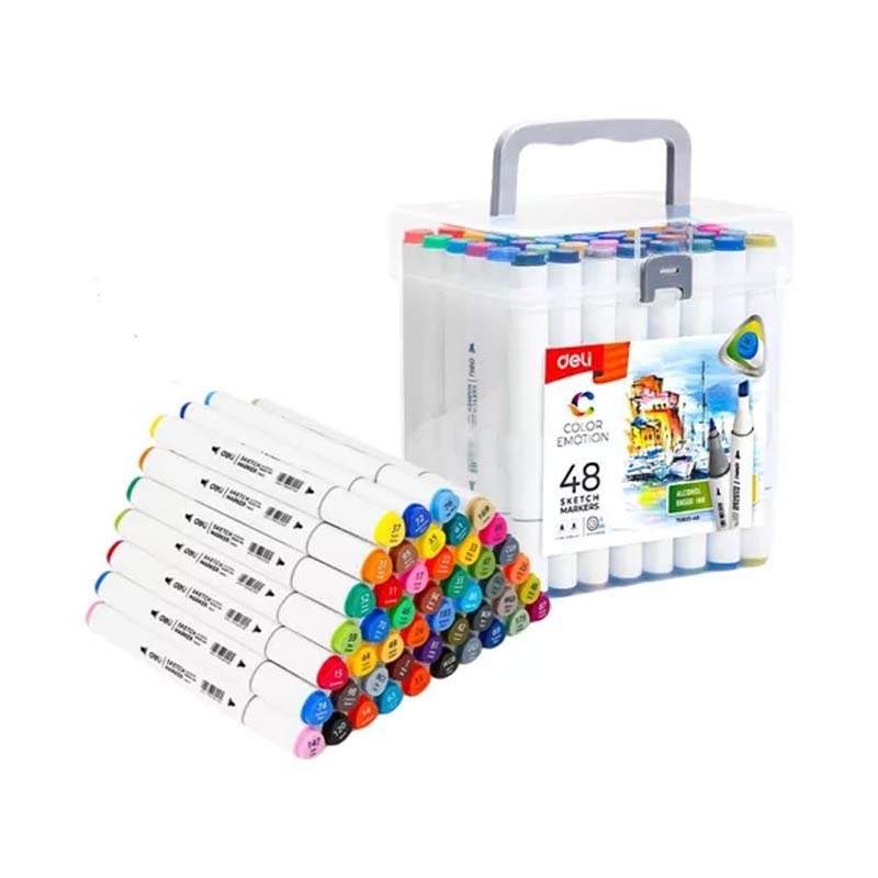 48 Sketch Markers with Dual Tip by Deli