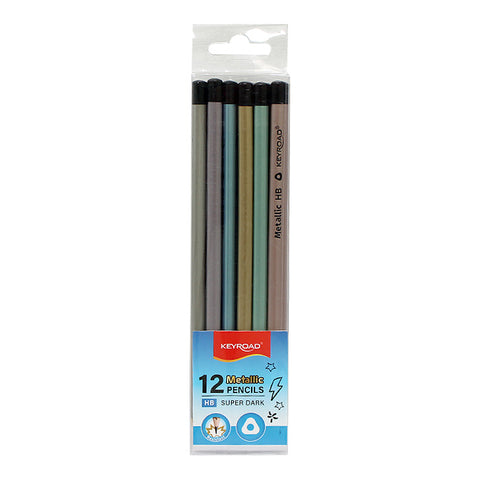 Box of 12 HB Black Lead Pencils – Metallic Finish - MrPRICE.online