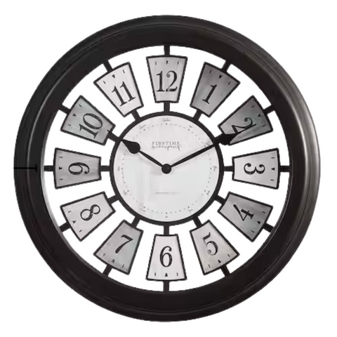 Metal Black Round Wall Clock 22.5" - MrPRICE.online