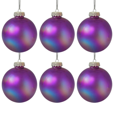 Pack of 6 Enchanted Iridescent Baubles – 10cm Christmas Decorations - MrPRICE.online