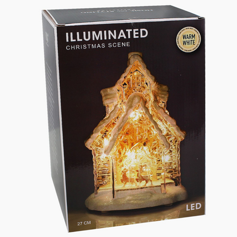 3 Assorted Acrylic LED Light-Up Christmas Houses - MrPRICE.online