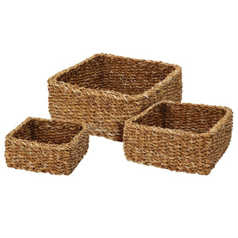 3PC Square Seagrass Storage Baskets - MrPRICE.online