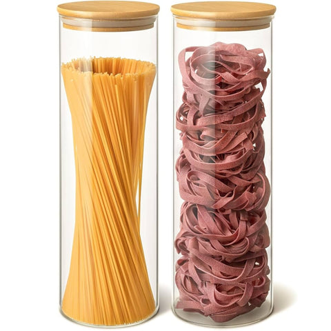 Glass Storage Jar with Bamboo Lid 2000mL - MrPRICE.online