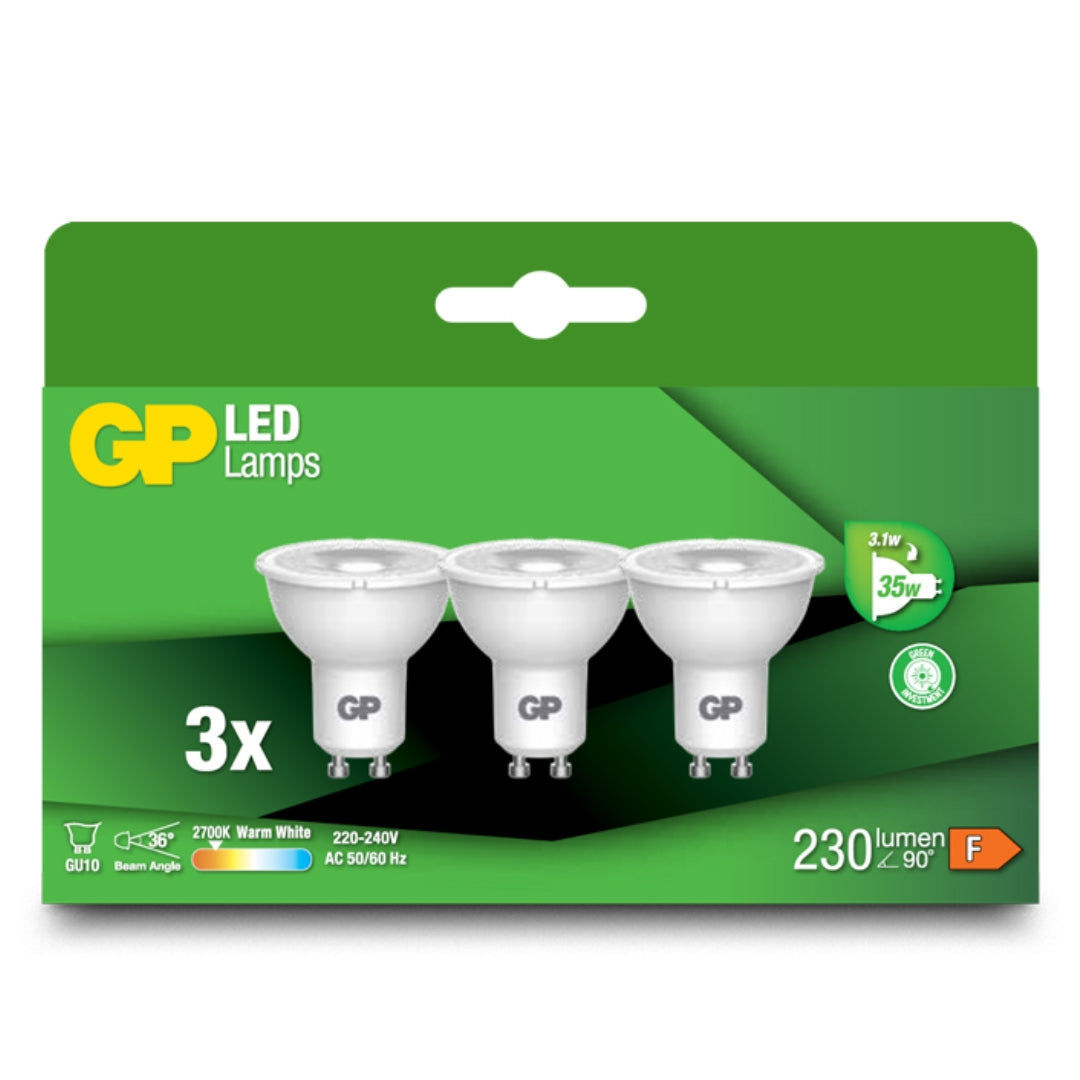 Gp Led Lights GP LED Bulb 3.1W GU10 3 Pack – MrPRICE.online