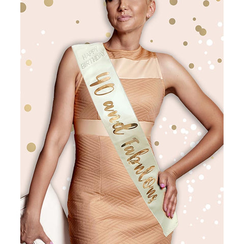 Cream & Gold 40th Sash - MrPRICE.online