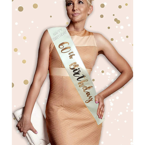 Cream & Gold 60th Birthday Sash - MrPRICE.online
