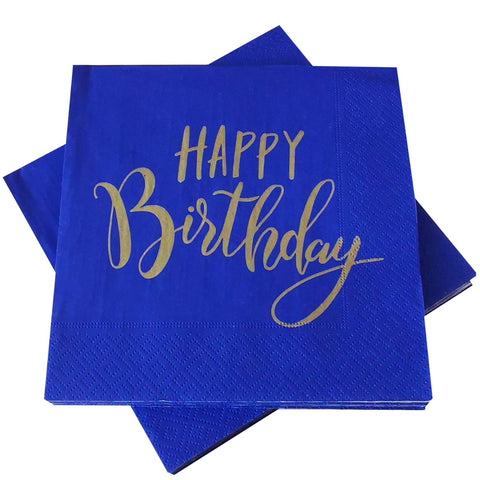 Navy & Gold Happy Birthday Napkins - MrPRICE.online