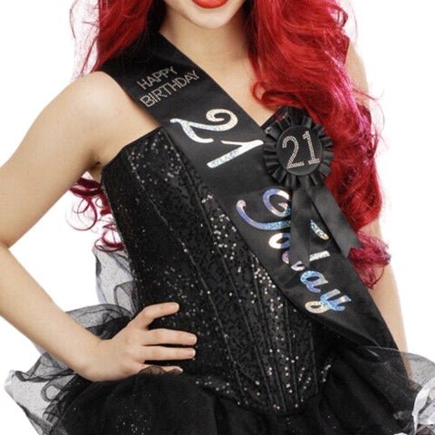 Black 21st Birthday Sash - MrPRICE.online