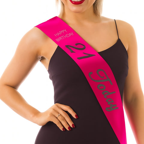 Hot Pink 21st Birthday Sash - MrPRICE.online