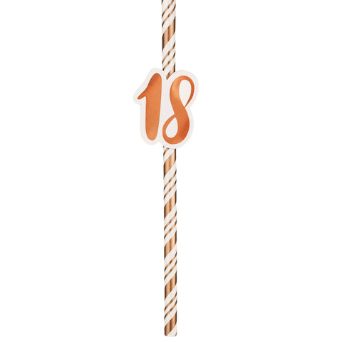 18th Birthday Rose Gold Straws Pack - MrPRICE.online