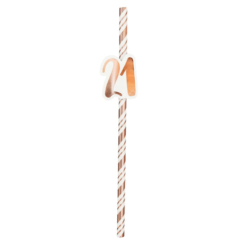21st Birthday Rose Gold Straws Pack - MrPRICE.online