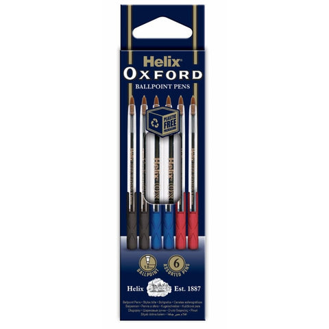 Helix Oxford 6PK Assorted Ballpoint Pens by Helix Oxford - MrPRICE.online