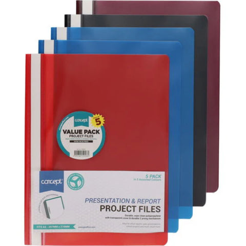 5-Pack A4 Project Files – Assorted Colours - MrPRICE.online