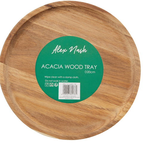 Acacia Wooden Round Tray 21 cm - MrPRICE.online