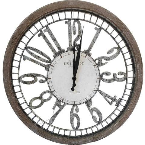 Metal Grey Round Wall Clock – 20" - MrPRICE.online