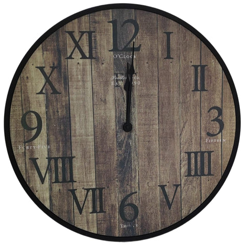 Grey Wooden Round Wall Clock – 20" - MrPRICE.online