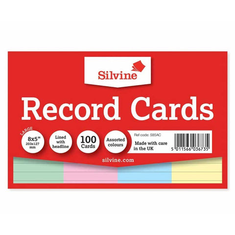 100pk 8"x5" Colour Record Cards Ruled - MrPRICE.online