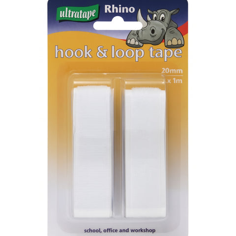 20mm x 1m White Hook/Loop Blister - MrPRICE.online