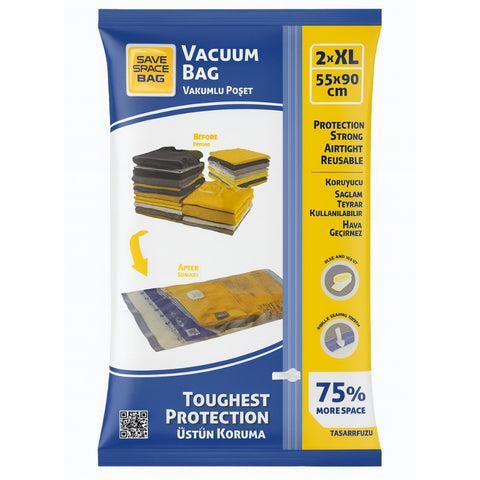 2 Large Vacuum Storage Bags with Valve – 55x90cm - MrPRICE.online