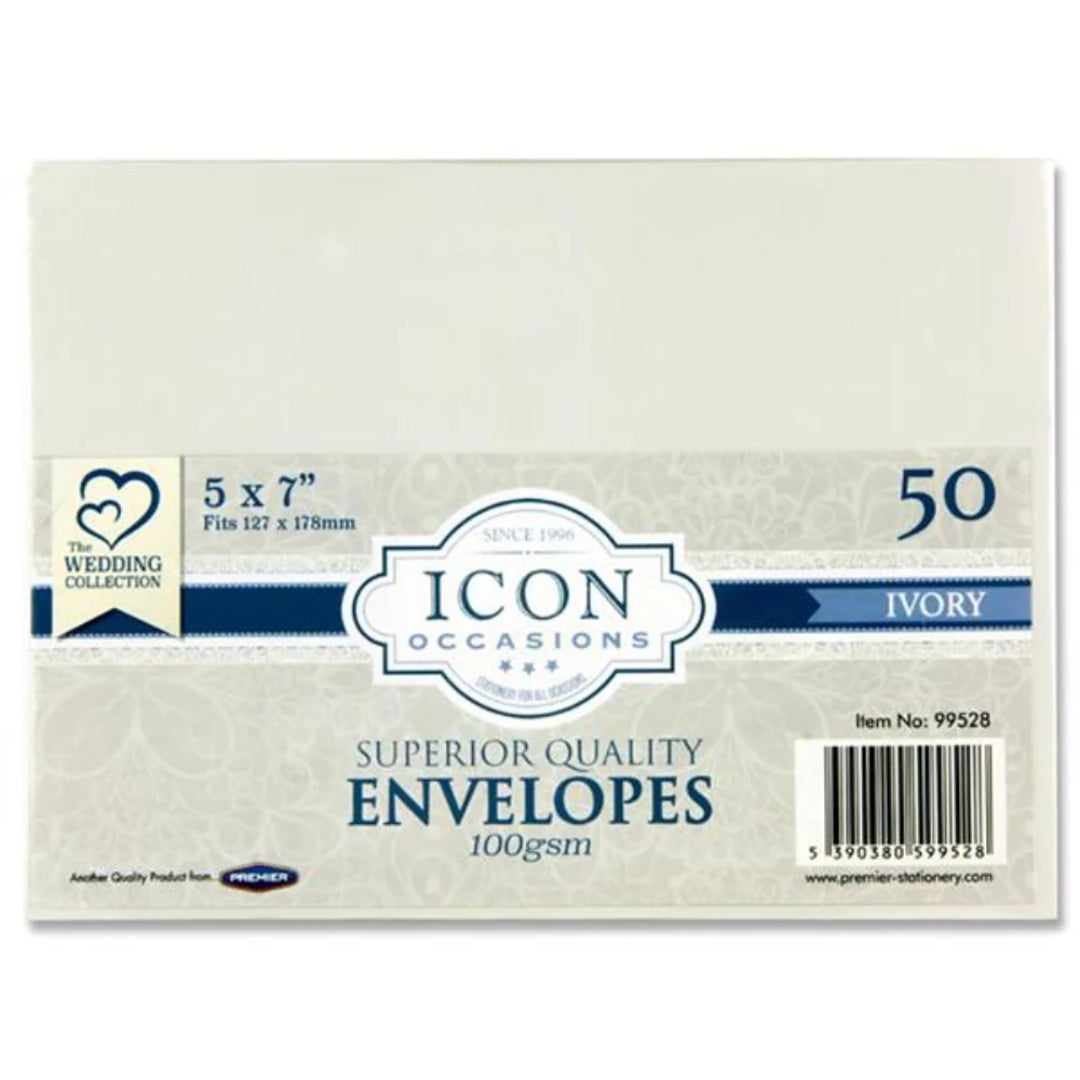 Icon Occasions Envelopes 5 x 7 Inch 100 GSM Pack of 50 Ivory – MrPRICE ...