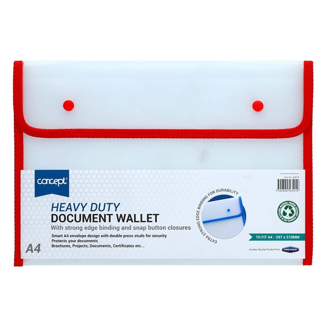 Concept A4 Heavy Duty Button Document Wallet Assorted – MrPRICE.online