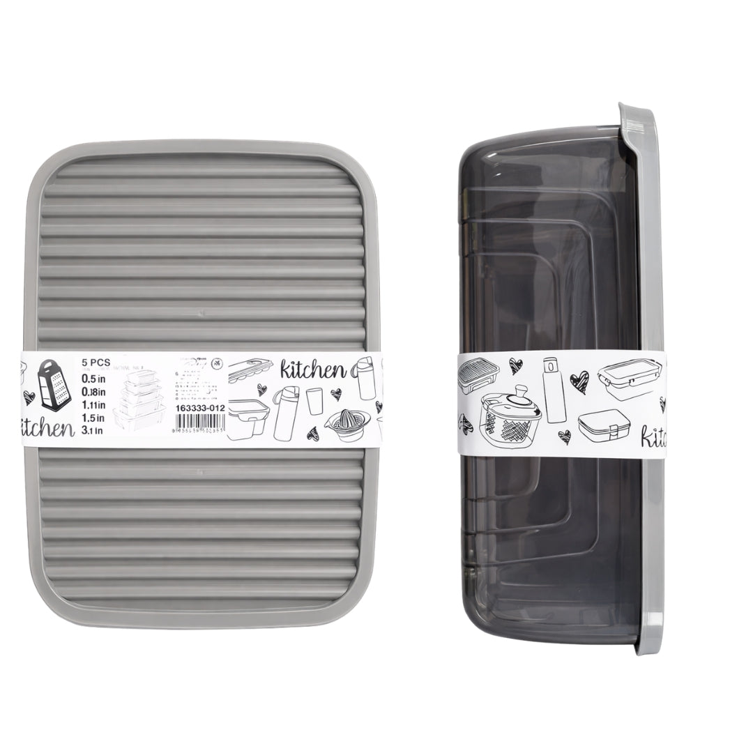 5 Piece Rectangle Storage Containers with Lids – MrPRICE.online