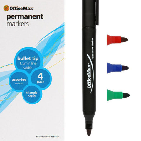 4-Pack Assorted Permanent Markers – Bullet Tip - MrPRICE.online