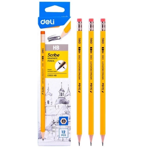 Box of 12 HB Graphite Pencils with Erasers - MrPRICE.online