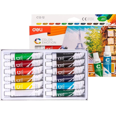 12 Pack Acrylic Paints by Deli - MrPRICE.online