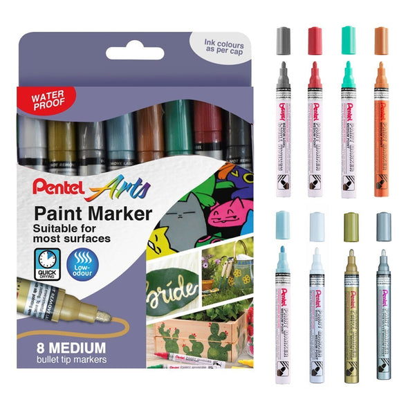 8-Pack Paint Marker Pens – Medium Tip Classic Colours by Pentel