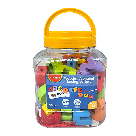 58-Piece Wooden Alphabet Lacing Letters - MrPRICE.online