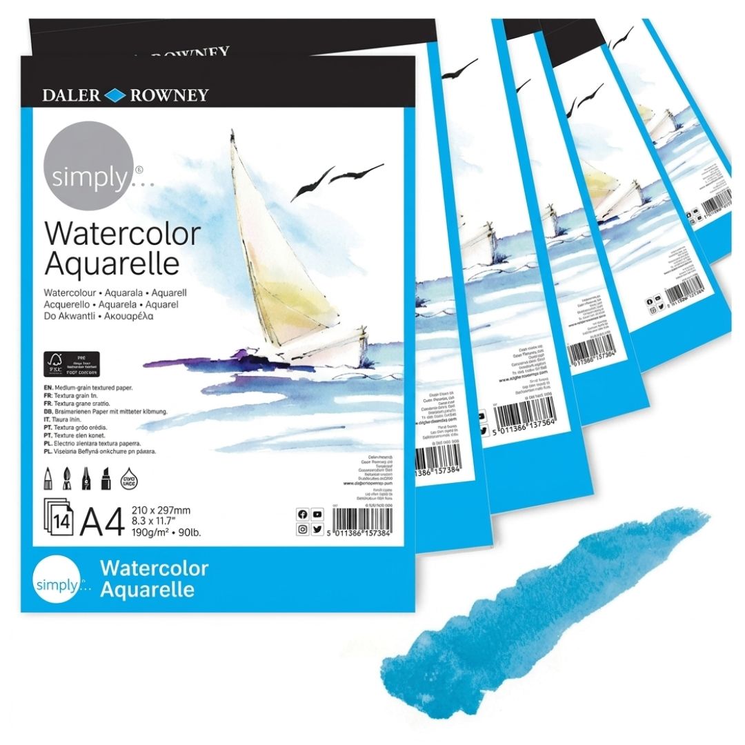 Daler Rowney Simply A4 Watercolor Pad 14 Sheets - 300gsm Acid-Free Pap ...