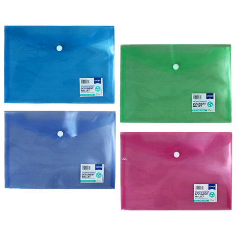 A5 Button Wallet Envelope – 4 Assorted Colours - MrPRICE.online