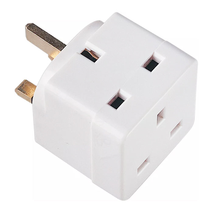 2 Way Mains Adaptor – Dual Socket Power Extension Plug – MrPRICE.online